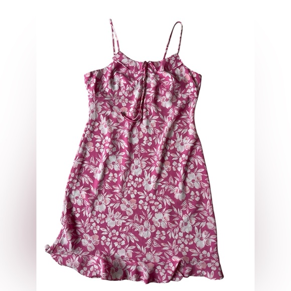 Fashion Bug Dresses & Skirts - VINTAGE Y2K FASHION BUG PINK & WHITE HIBISCUS MIDI TANK DRESS 16 WOMENS